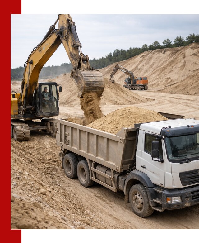 Доставка карьерного песка с самосвалами и разгрузкой в Магадане