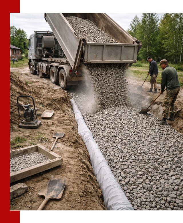Гравий для дренажа с доставкой в Магадане качественный и недорогой