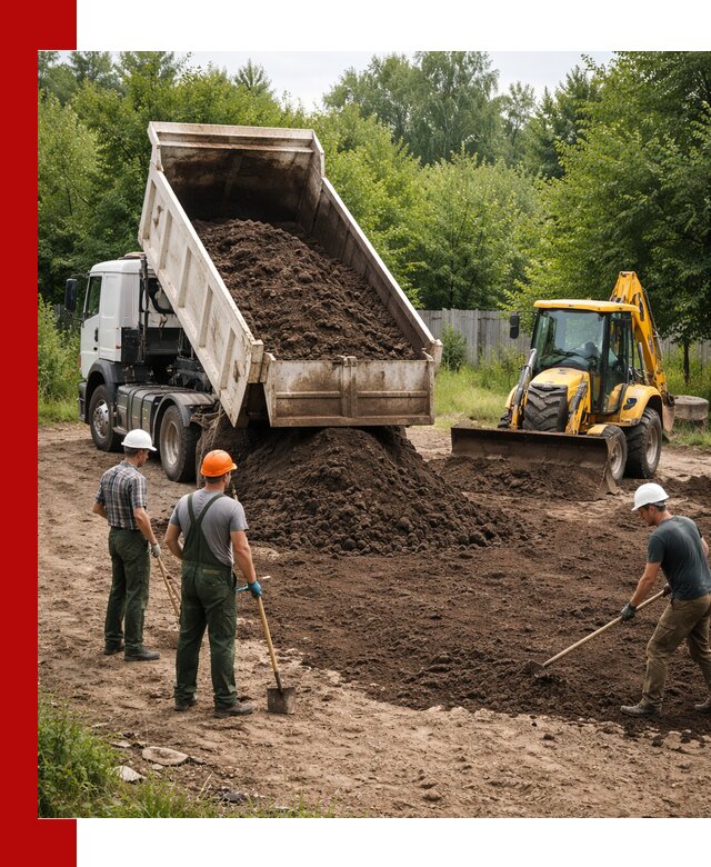Доставка и укладка грунта для выравнивания участка в Магадане