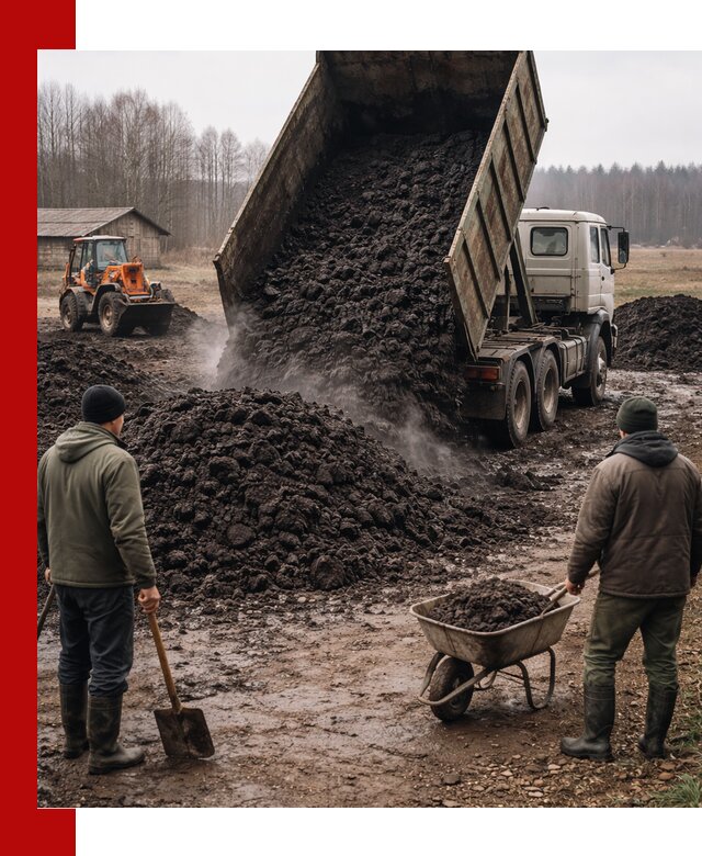 Доставка низинного торфа с разгрузкой и доставкой в Магадане