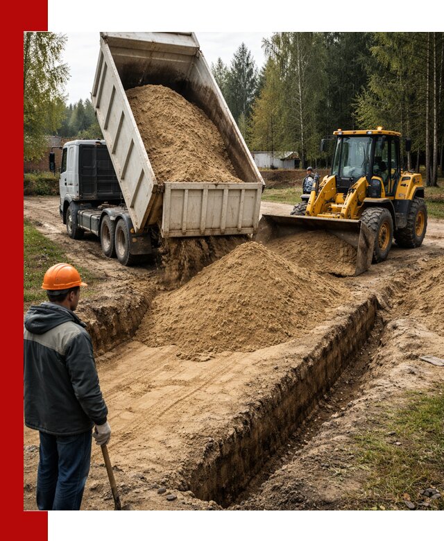 Доставка песчаного грунта в Магадане для строительных работ