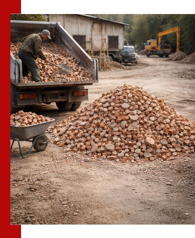 Доставка и подушка из боя кирпича с разгрузкой в Магадане