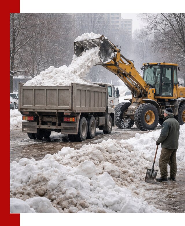Вывоз снега грузовой техникой в Магадане оперативно и чисто